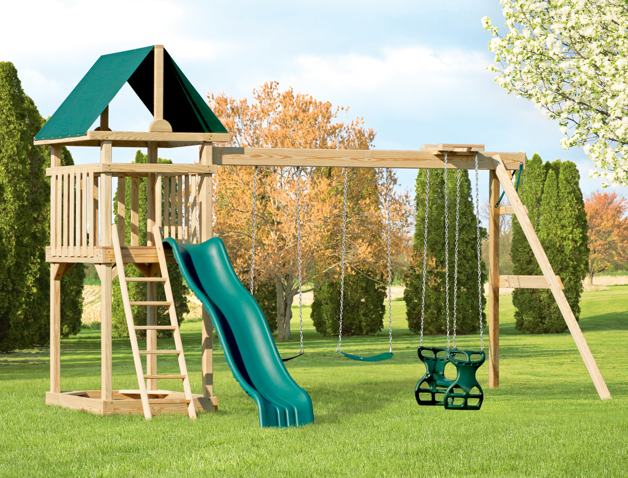Pressure Treated Falcon 3-Position Swing Set