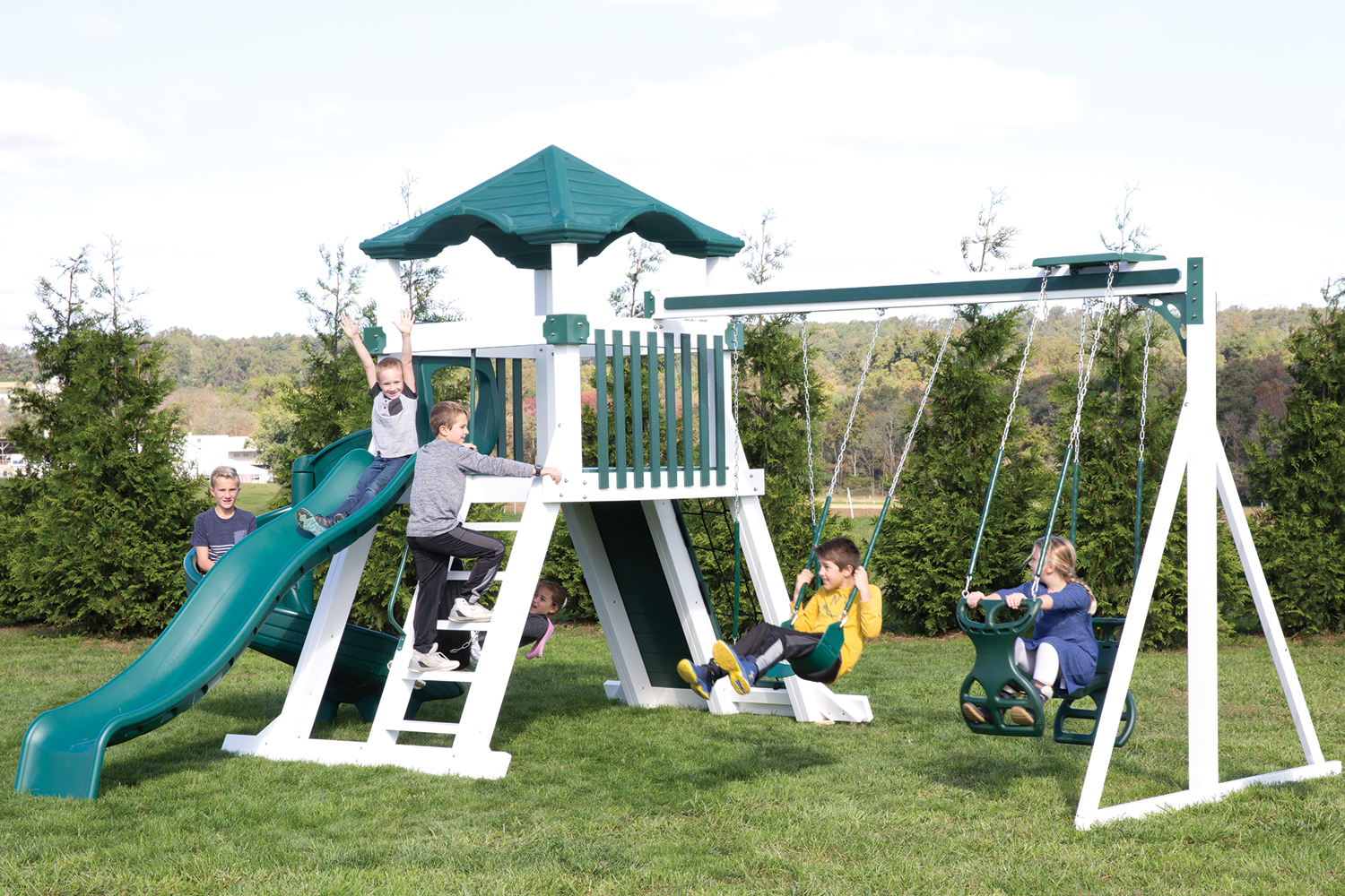 Vinyl Cliff Climb 3-Position Swing Set