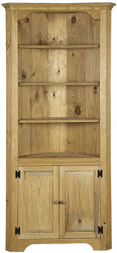 Colonial Pine Large Open Corner Cupboard